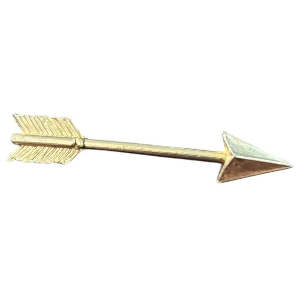 Vintage Silver Tone Arrow Brooch Unique Clasp Mid Century Minimalist Pin